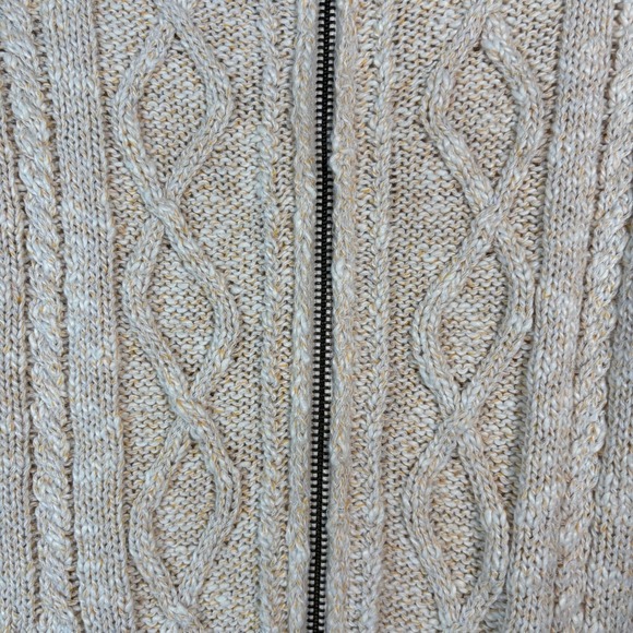 Free People Chunky Cable Knit Zipper Front Sweater Dress Beige XS Academia Boho - Picture 6 of 16